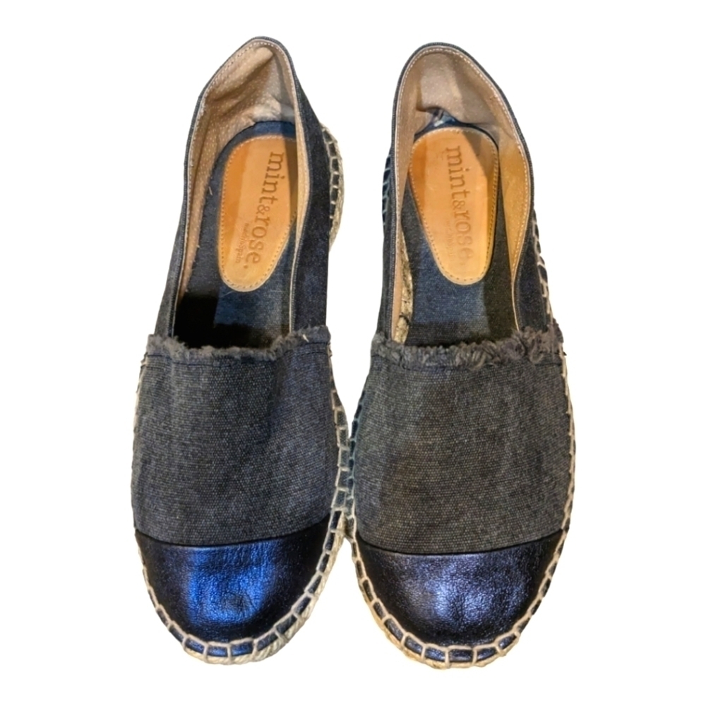 Mint & Rose Amalfi Navy Flat Espadrilles (Anthropologie) Size EU 38 = US 7 EUC